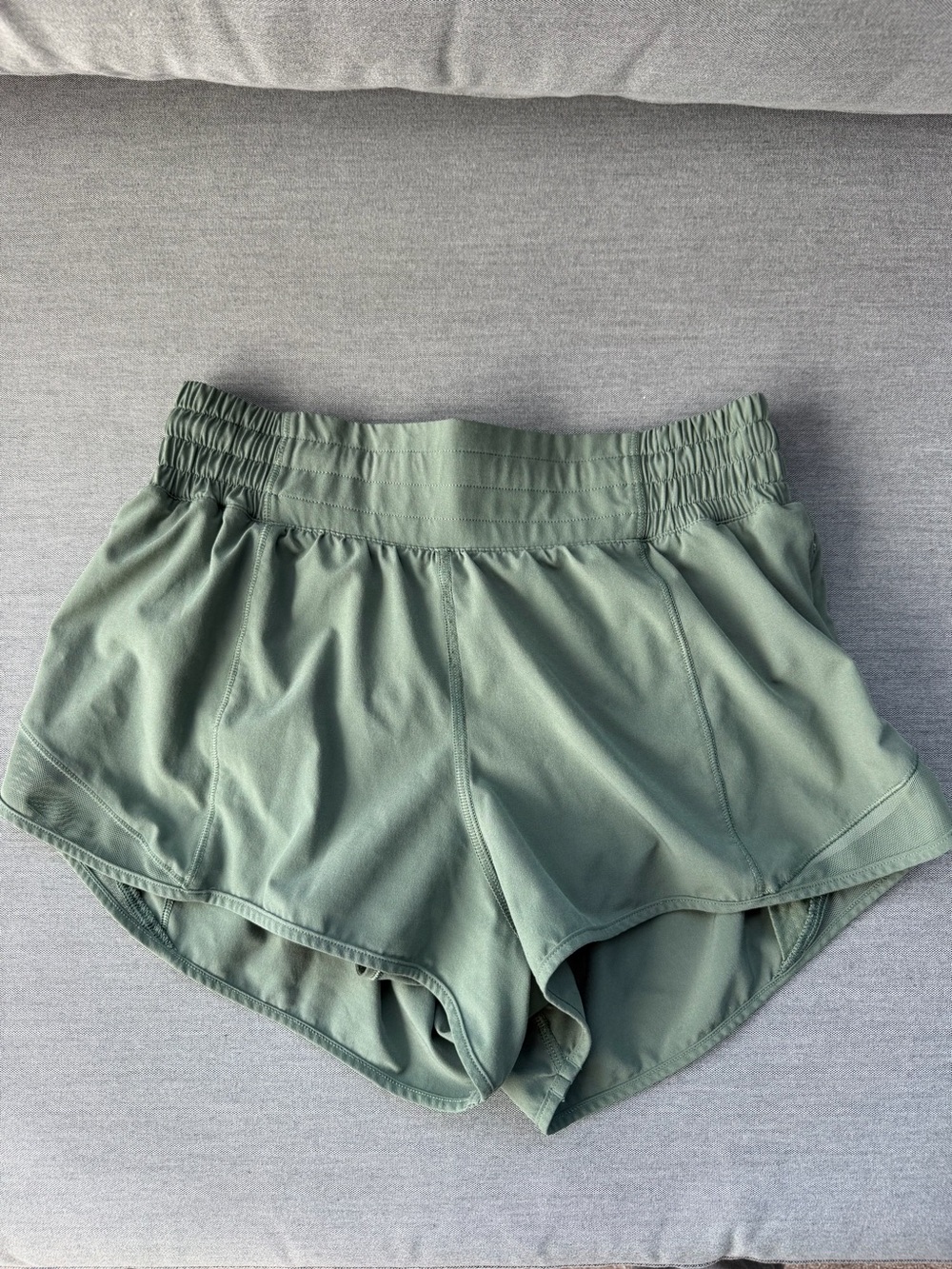 Lululemon Hotty Hot High-Rise Lined Short 2.5", Grey Eucalyptus